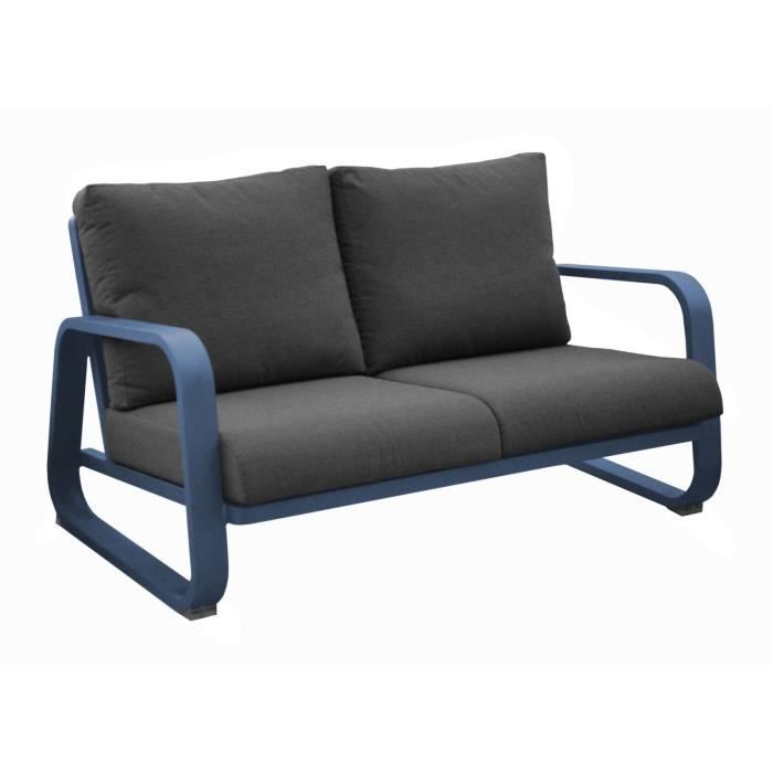 canapé 2.5 places antonino sofa en aluminium/coussins - bleu/gris