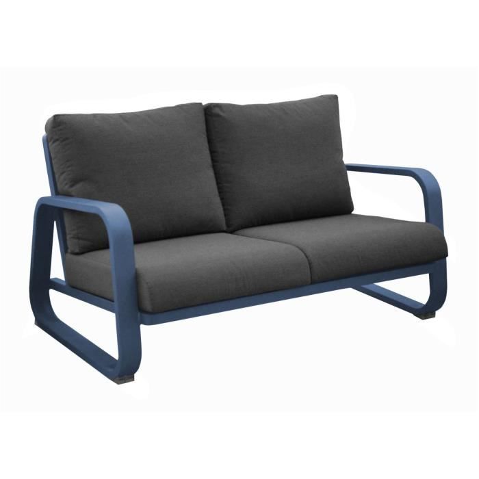 Canapé 2.5 places Antonino sofa en aluminium/coussins - bleu/gris Canapé 2.5 places Antonino sofa en aluminium/coussins - bleu/gris