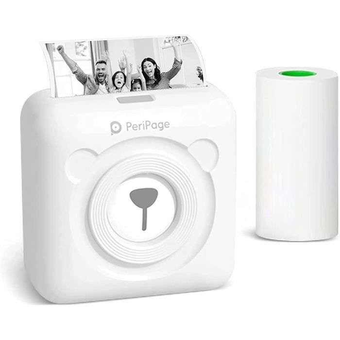 Imprimante Bluetooth Polaroid Mini Imprimante Photo Portable PRAOAHEI - Impression Thermique Sans Encre - Bluetooth, Batterie 1200mAh - Inclut 10 Rouleaux Papier Rouleaux Papier Thermique 5cm