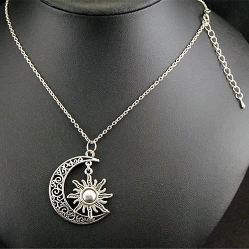 Chaîne Soleil Lune Collier Bijoux Multi-rang Pendentif Vintage Pull Accessoire