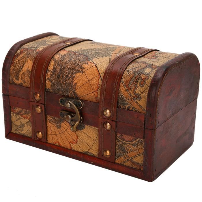 Coffre Au Trésor En Bois Vintage Avec Serrure à Combinaison - Décoration Et Rangement