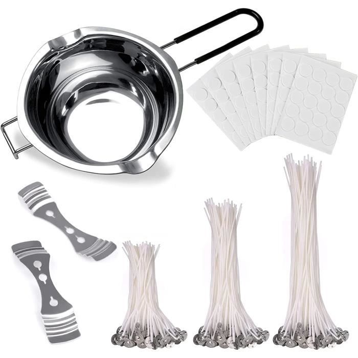 Kit Bougie A Faire Soi Meme Adulte Bain Marie Inox 900ml Pot De Fusion Cire 900ml - VAIAV - Bain-Marie Pour Bougie, Chocolat, Savon - Acier Inox 304 - Graduation Et Cuillère
