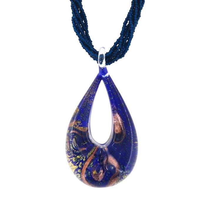 Collana con Pendente a Goccia in Vetro di Murano Rubino e Argento 925