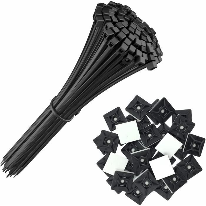 100 Colliers Serre-Câbles Noir 2,5 x 200 mm