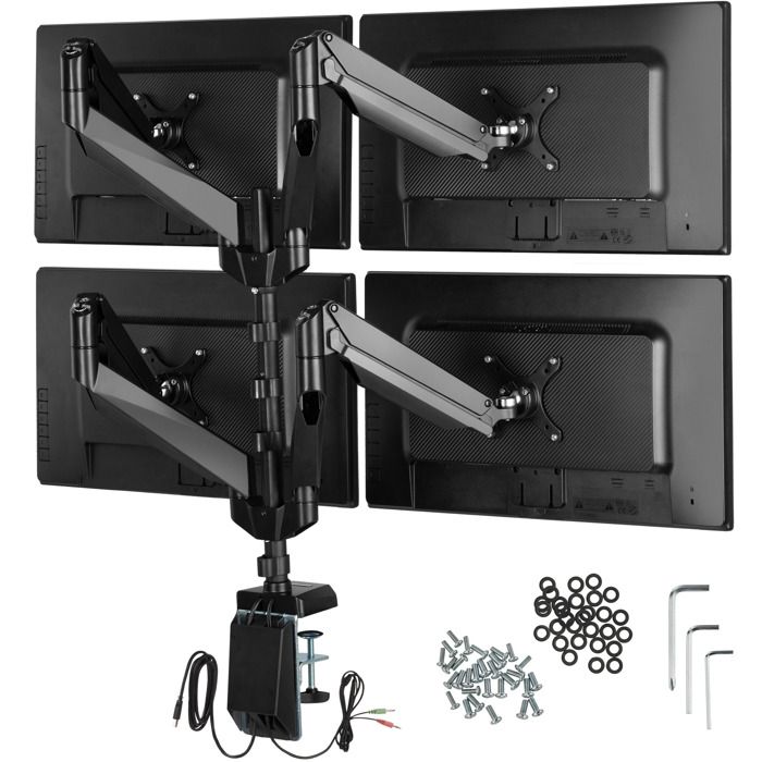 TecTake Support de table pour 4 écrans support pour 4 moniteurs bureau 