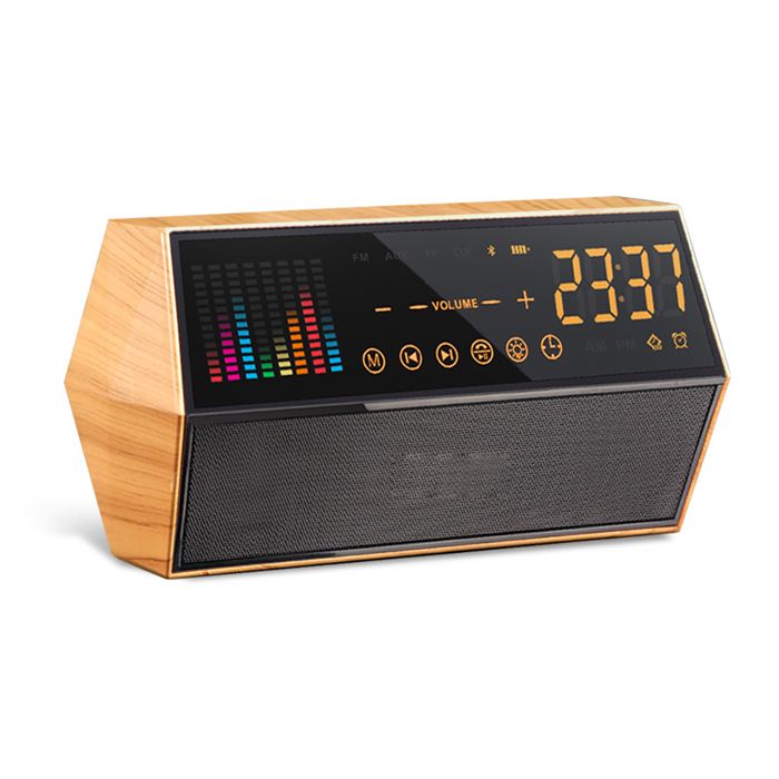 Enceinte Bluetooth Bois Double Haut-Parleur - Support Smartphone - 10W - NEUF