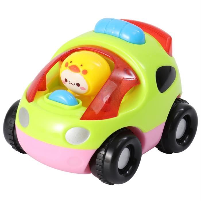 Jouet Voiture à Inertie Bus Animaux - Lancement Par Pression - 2 Pièces (bus + Petite Voiture) - Jaune