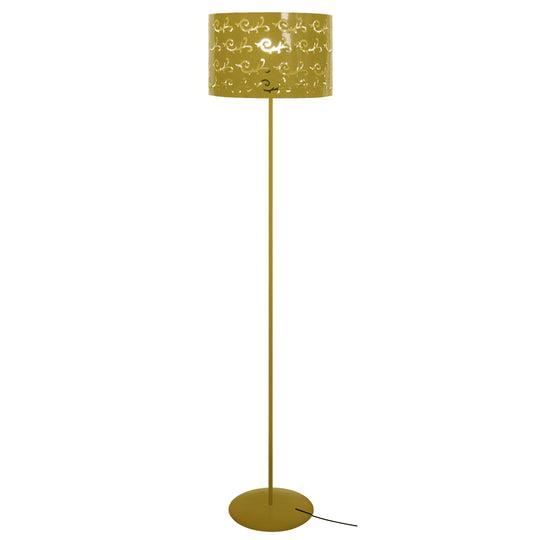 LYS-Lampadaire droit métal doré Abat-jour: cylindre métal doré 1 ampoule  E27 industriel P30xD30xH160cm
