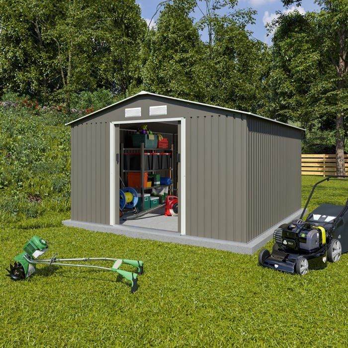 Abri de jardin métal 1091 m2 + kit dancrage