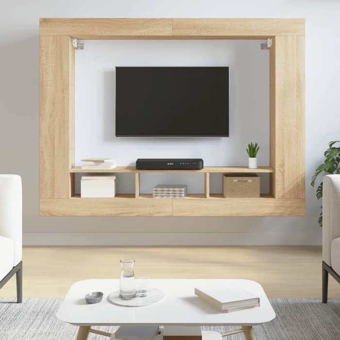 vidaXL Meuble TV Meuble de Télévision Suspendu avec Étagère Latérales Meuble Multimédia Mural avec Rangement Salon 833724