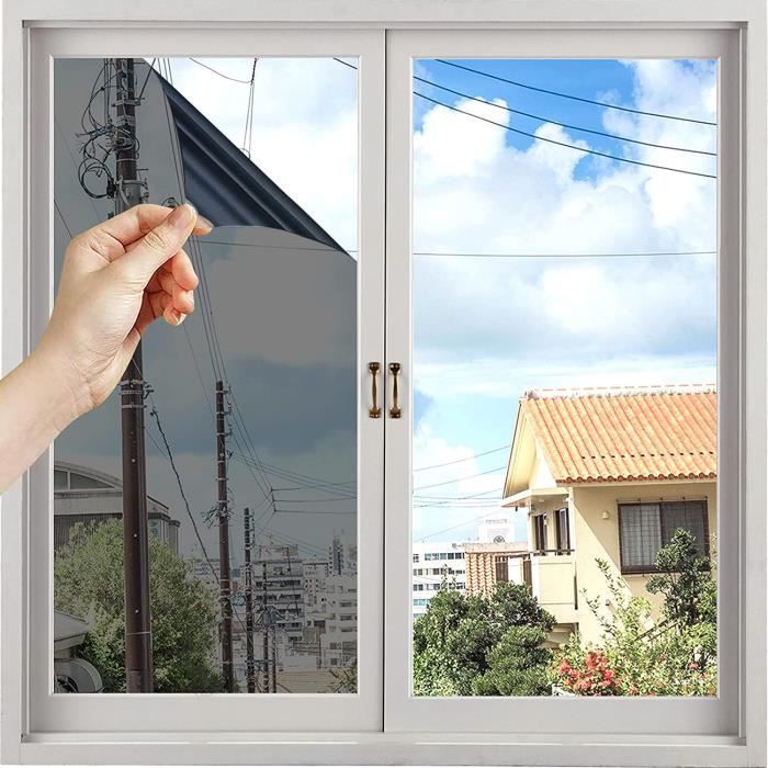 Film Miroir Fenêtre sans Tain Anti Chaleur Anti-Regard Contrôle de la  Température Protection de la Vie Privée Film Adhésif Réfléchissant pour  Fenêtre