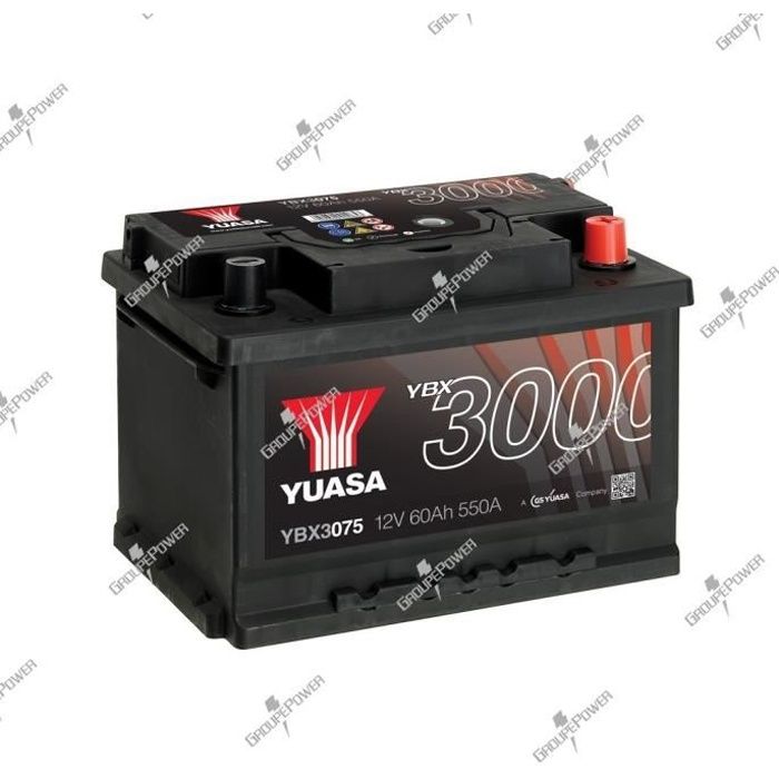 Batterie auto, voiture YBX3075 12V 60Ah 550A Yuasa SMF Battery