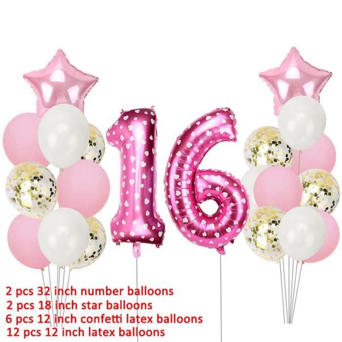 22pcs Pink Ballons Avec Numeros 16 Pour Joyeux Anniversaire Jolies Decorations De Fete Pour 16 Ans Garcon Et Fille Rose Or Noi Cdiscount Maison