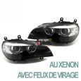 PHARES NOIRS ANNEAUX LED 3D AU XENON AVEC FEUX DE VIRAGE BMW X5 E70 2007-2010 PH1 (05348)-1