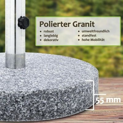 Pied de parasol Porte-parasol balcon support Granit avec roulettes gris  carré