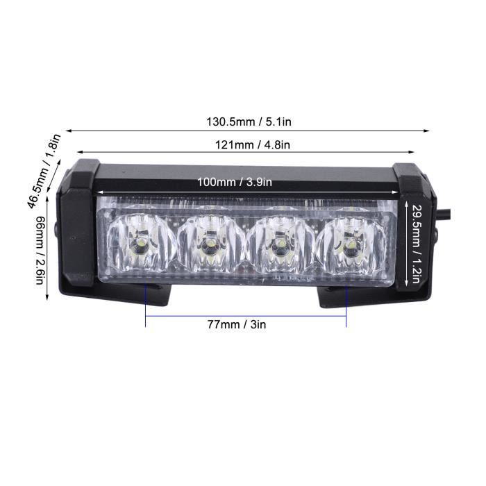 Sidaqi 2x Feux Stroboscopiques 12 LED 12-24V Rouge Bleu - Lumière Urgence Voiture Camion