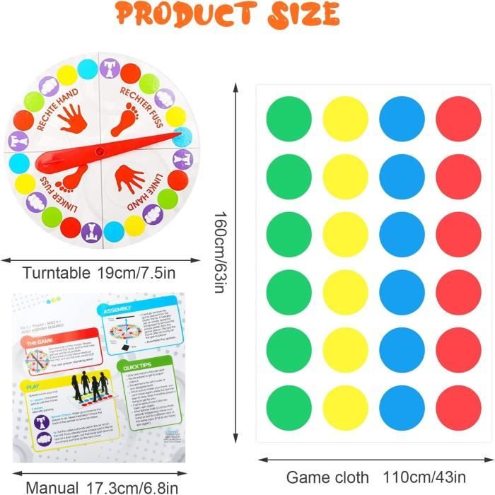 EIYVUAL Twister Jeux pour Enfants, Twister Jeux pour Les Enfants De 6 Ans Et Plus, Balance Floor Pad pour Exercer Equilibre Et Flexibilité, Jeux Adaptés Aux Familles Et Aux Équipes