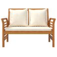 Banc de jardin meuble de patio d exterieur terrasse canape avec coussins blanc creme 120 x 60 x 81 cm bois d acacia soli-2