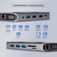 Hub USB C Adaptateur de station d'accueil 12 en 1 avec double HDMI 4K, Ethernet, audio, SD-TF, 100 W PD et 4 ports USB.[Q1611]-2