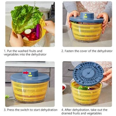 Essoreuse à Salade électrique 3L - Déshydrateur Fruits/légumes, Rechargeable USB - Matériau ABS Alimentaire, Facile à Nettoyer