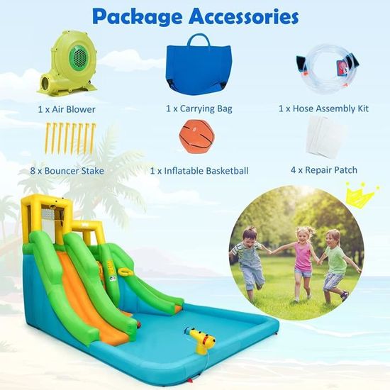 GOPLUS Château Gonflable, Aire de Jeux Gonflable pour Enfant avec Zone