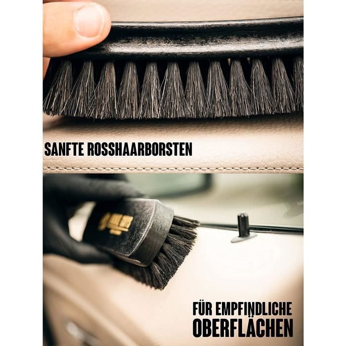 Brosse en cuir M - Fabriquée en Allemagne avec poils de crin de cheval -  Nettoyage intérieur de voiture[139] - Cdiscount