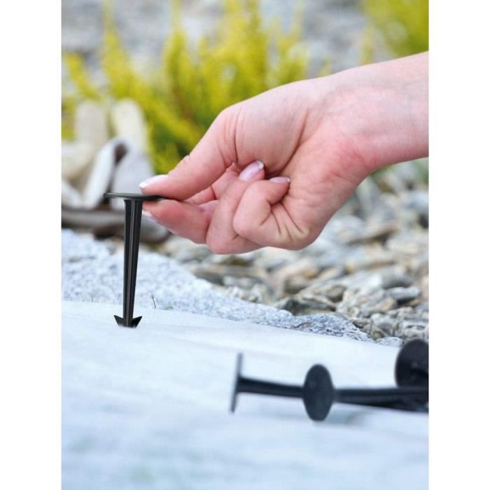Lot De 100 Piquets D'Ancrage Pour Bâche De Jardin - Fixation Solide Toile Anti-Mauvaises Herbes, Noir - 8