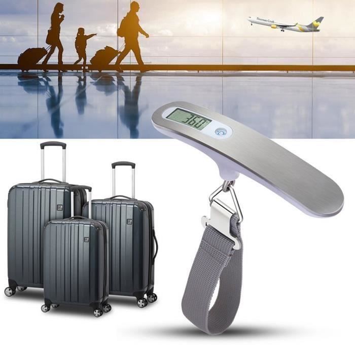 Pèse-Bagage Numérique Fosmon 2 Pack - Portable, Max 50kg - Avec Sangle Et Pile - Affichage LB/kg/oz/g - Argent