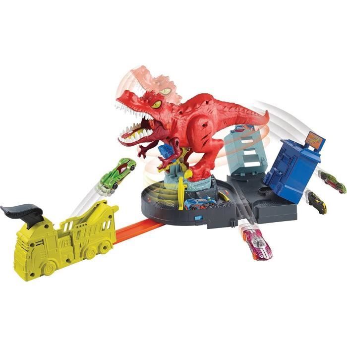 Hot Wheels City T-Rex en Furie, coffret de jeu pour petites voitures à  connecter avec circuit et pistes, emballage fermé, jouet pour enfant, GWT32