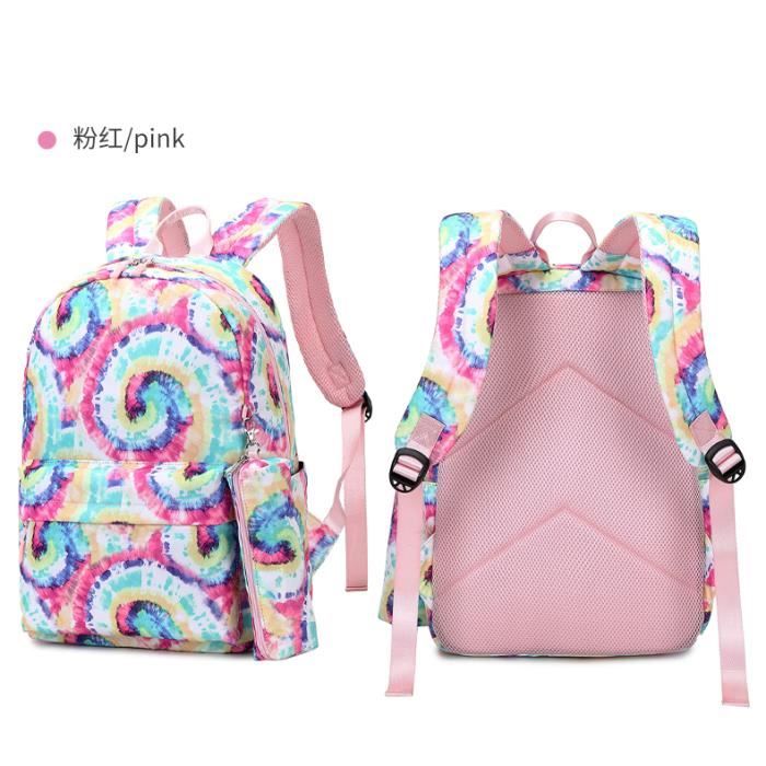 XJYDNCG Sac a Dos fille collegienne imprime Mode legers avec trousse et sac a dejeuner Rose ROSE Cdiscount Bagagerie Maroquinerie