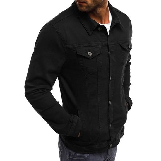 Veste jean online noir homme