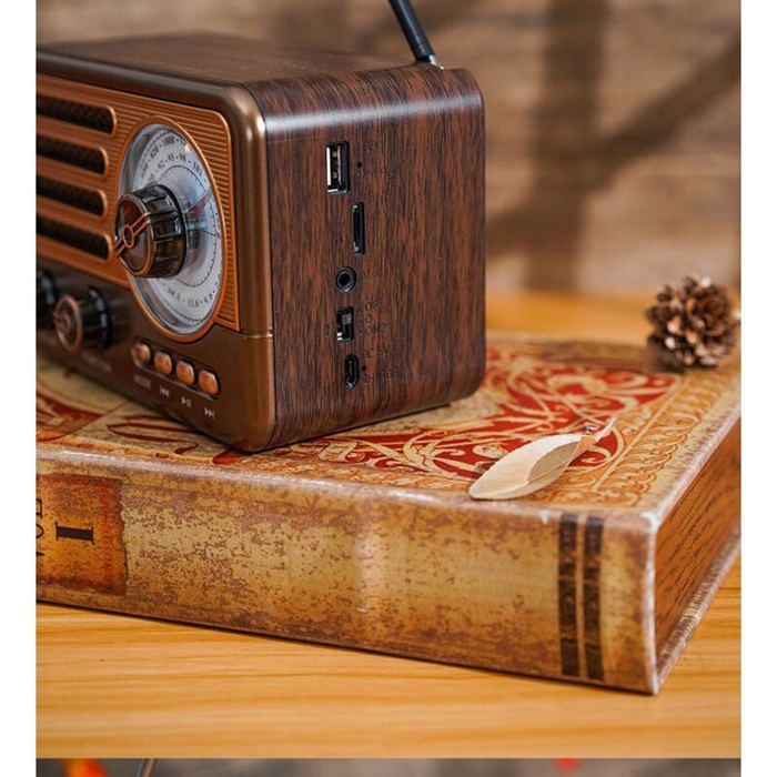 Mini haut-parleur radio Bluetooth rétro - Valise nostalgique avec Bluetooth 5.0, petite radio rechargeable pour le bureau et la maison