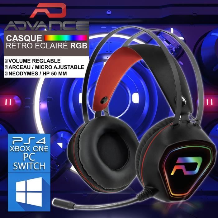 Pack Gamer Clavier Souris Tapis LED Casque RGB GTA 230 PS4, PS5, XB1 X et S