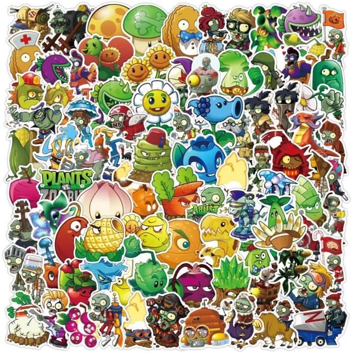 Classic Game Plants Vs. Zombies Lot De 100 Autocollants Pour Ordinateur