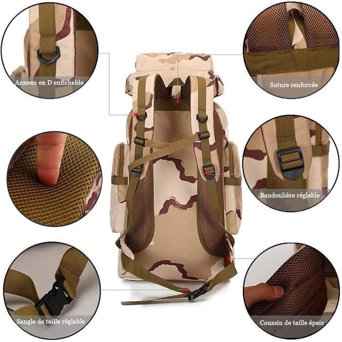 Acheter 80L hommes voyage en plein air grande capacité Oxford sacs militaire Camping alpinisme sport tactique Camouflage randonnée sac à dos