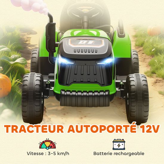 Pelle électrique enfant 12V godet remorque amovible tracteur 2 moteurs télécommande Bluetooth USB 3-8 ans, jaune Pelle électrique enfant 12V godet remorque amovible tracteur 2 moteurs télécommande Bluetooth USB 3-8 ans, jaune