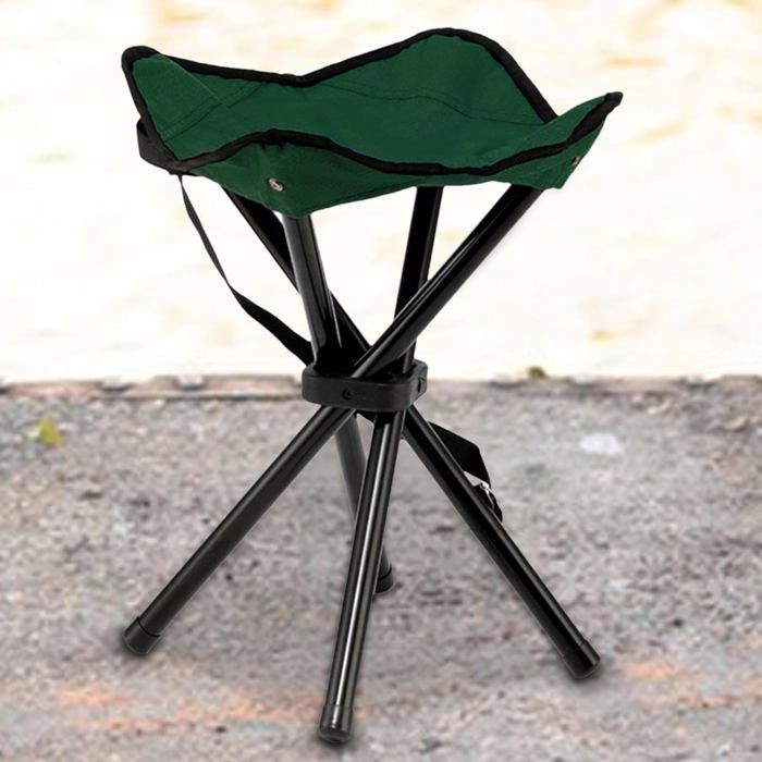 Tabouret tripode en aluminium vert