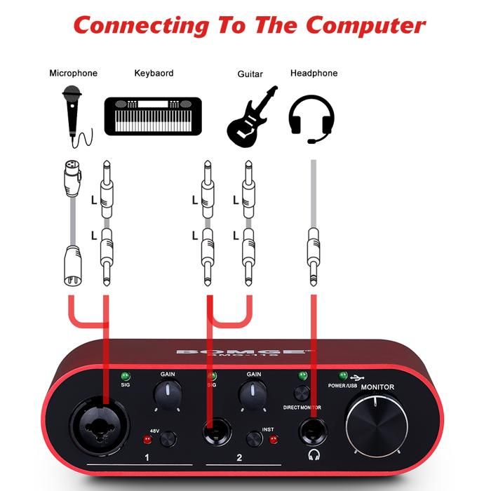 Interface Audio USB Portable - 24 Bits 192 KHz, Fonction Loopback, Compacte, Pour Enregistrement, Streaming Et Guitare