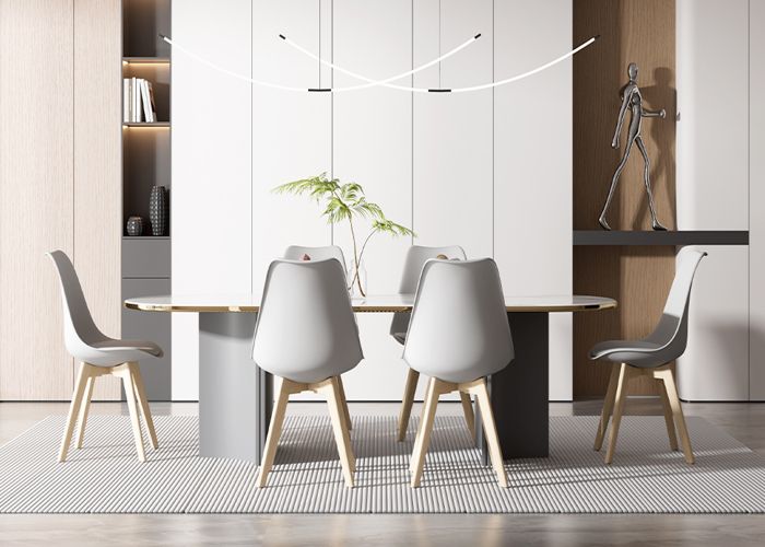 Lot De 4 Chaises De Salle à Manger Gris - Chaise Scandinave - Chaise