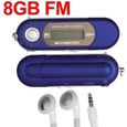 8GB LCD Mini Baladeur Lecteur MP3 Radio FM USB Lecteur flash avec écouteurs 3.5mm-Bleu-0