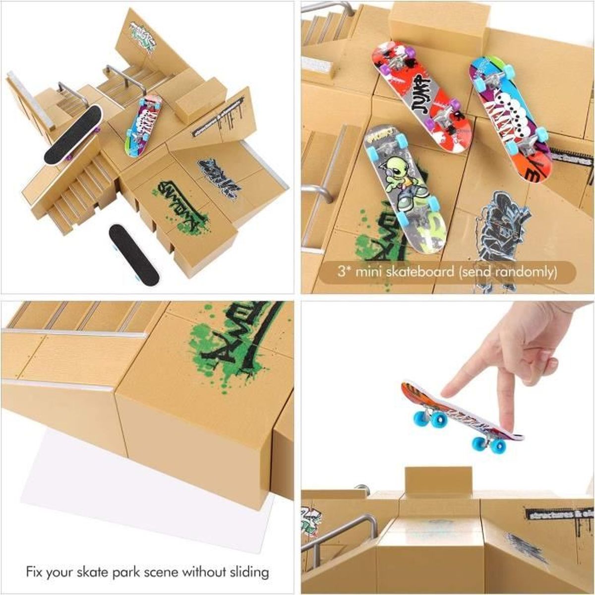 Finger Skatepark Kit 8pcs Kit de Rampe Skateboard Finger Mini