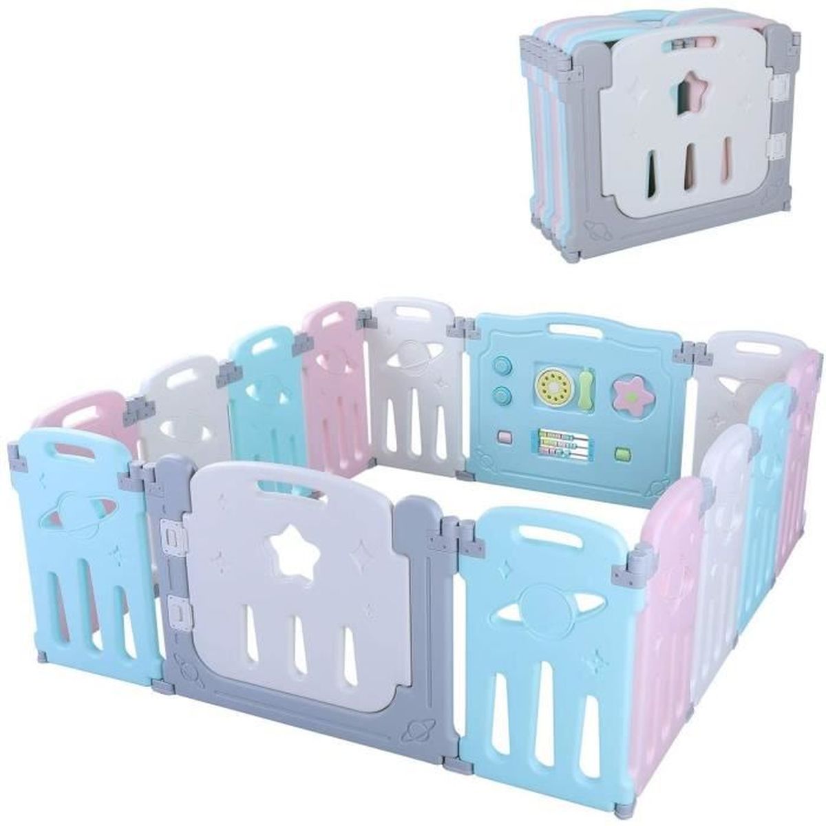 Xxl Bamny Parc Bebe En Plastique Ecologiques Certificat En71 Sans Plastifiant Barriere De Securite Avec Porte Et Jouet Extensible Macarons 12 2 Pour Enfant 10 Mois A 6 Ans Cuisine