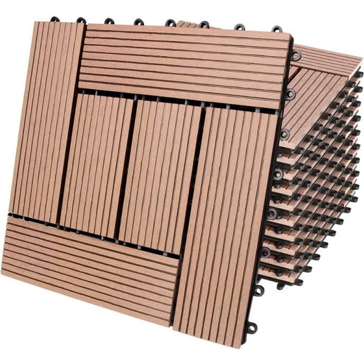 Dalle de jardin clipsable en bois composite WPC terracotta 30x30cm