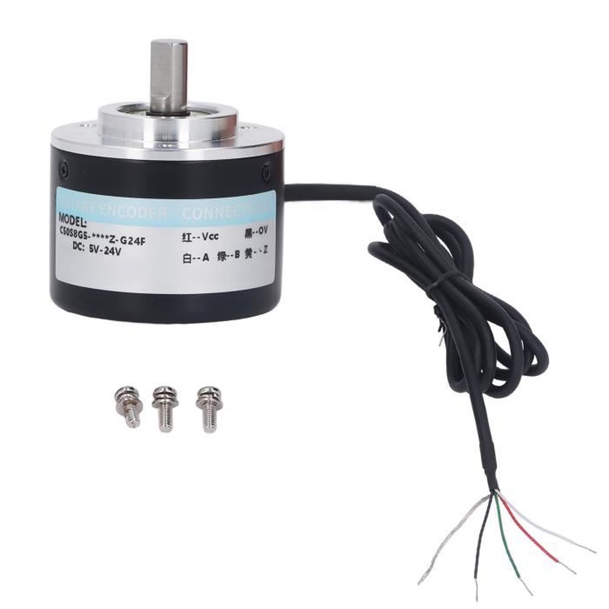 Encodeur Rotatif Incrémental Pongnas - 600 Pas/tour, Arbre 6mm, Sortie AB 2 Phases, Alimentation 5-24V DC - 9