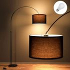 Modlicht Lampadaire Arc JASMIN | Lampe Classique avec Abat-jour Noir 33cm, LED E27 9W incluse, Interrupteur au pied