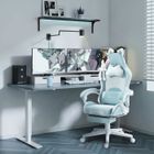 Dowinx Chaise Gaming- Sweet Cat Edition - Chaise d'ordinateur Ergonomique Cuir PU, Repose-Pieds,Bleu