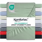 Komfortec Jersey Drap Housse 200x200 cm, 100% Coton, Grun
