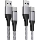 E.F.CONNECTION Lot-2 Câble USB-C 1M Charge Rapide 3A pour Xiaomi Redmi 14C 13C 9 9T 10C 11A Redmi 12 5G Nylon Tressé Gris