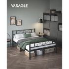 VASAGLE Cadre de Lit 140 x 190 avec Sommier Métal, Lit 2 Personnes, en Métal, Montage Facile, pour Chambre d’Amis, Chambre Ado,
