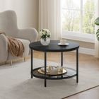 VASAGLE Table Basse, Façon Marbre, Support en Verre Trempé, Facile à Assembler, pour Salon, Style Moderne, Noir Marbré et Noir d'Encre